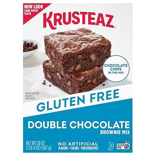 Krusteaz Gluten Free Baking Mix, Double Chocolate Brownie Mix, Gluten Free with No Artificial Flavors, Colors or Preservatives, 20 Ounce Box (Pack of 3) Krusteaz Gluten Free Baking Mix, Double Chocolate Brownie Mix,画像