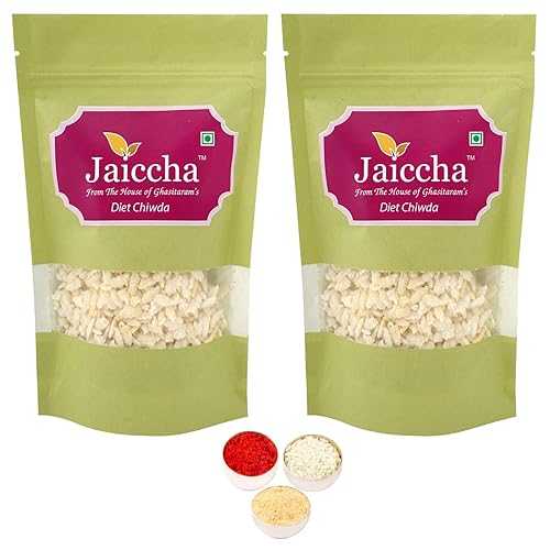 Jaiccha Ghasitaram Bhaidooj ギフト - ダイエット チウダ 75 GMS 2 個パック (緑色の紙ポーチ入り) Jaiccha Ghasitaram Bhaidooj Gifts - Pack of 2 Diet Chiwda 75 GMS in Green Paper Pouch