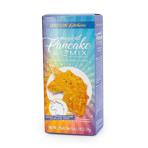 ユニコーンパンケーキミックス | ユニコーンクッキーカッター付属 | 16オンス 箱 Cobblestone Kitchens Unicorn Pancake Mix | Unicorn Cookie Cutter Included | 16 oz. Box