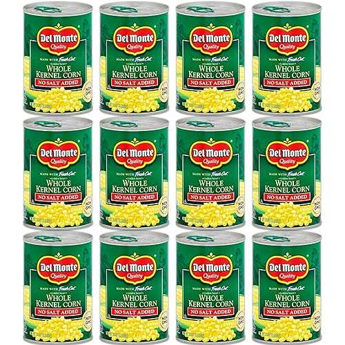 デルモンテ ホールカーネルコーン、食塩無添加 15.25オンス - 12パック Del Monte Whole Kernel Corn, No Salt Added 15.25oz - 12 Pack