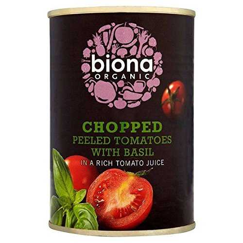 Biona オーガニック チョップトトマト フレッシュバジル添え - 400g Biona Organic Chopped Tomatoes with Fresh Basil - 400g