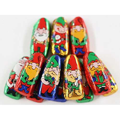 Scott's Cakes ホイル包みソリッドミルクチョコレートミニサンタとエルフ、1ポンド透明チェロバッグ入り Scott's Cakes Foil Wrapped Solid Milk Chocolate Mini Santas & Elves in a 1 Pound Clear Cello Bag