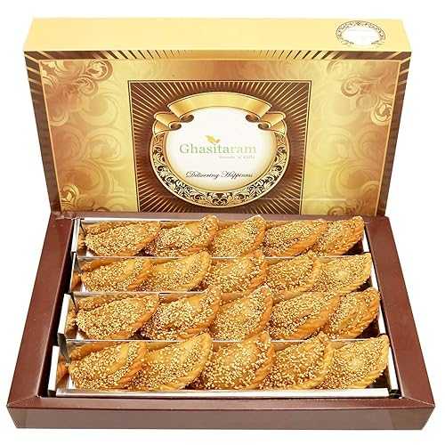 Ghasitaram Gifts Holi Sweets, Holi Gifts, Holi Hamper Roasted Til/ Sesame Gujiya 800 GMS