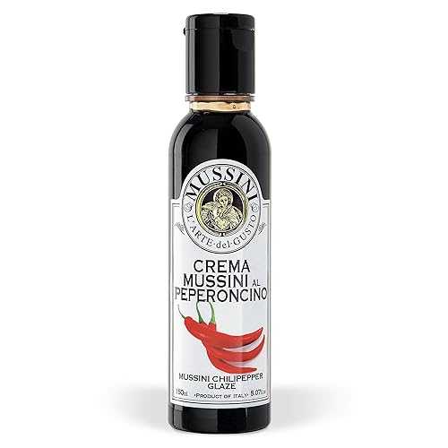 ムッシーニ製イタリア産天然風味チリペッパーバルサミコグレーズ、5.1オンス Italian Natural Flavored Chili Pepper Balsamic Glaze From Mussini, 5.1 Ounces