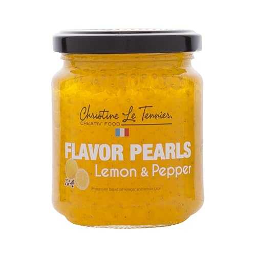クリスティーヌ・ル・テニエ レモン＆ペッパーフレーバーパール、7オンスジャー Christine Le Tennier Lemon & Pepper Flavor Pearls, 7oz Jar