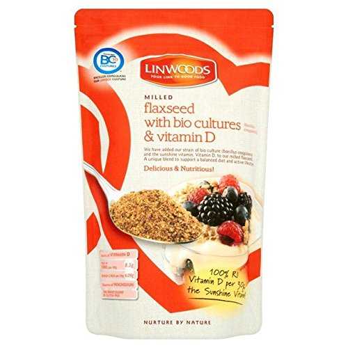リンウッズ バイオカルチャーとビタミンDを含む粉砕亜麻仁 - 360g Linwoods Milled Flaxseed with Bio Cultures & Vitamin D - 360g