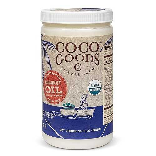 CocoGoodsCo ベトナム シングルオリジン オーガニック精製ココナッツオイル (30 液量オンス) - グルテンフリー、非遺伝子組み換え、コレステロールなし - ココナッツの風味や香りがなく、料理やベーキングに最適 CocoGoodsCo Vietnam Single-Origin Organic