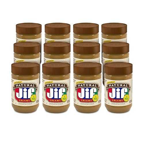 Jif ナチュラル クリーミー ピーナッツ バター スプレッド、16 オンス (12 個パック)、ピーナッツ 90% 含有 Jif Natural Creamy Peanut Butter Spread, 16 Ounces (Pack of 12), Contains 90% Peanuts