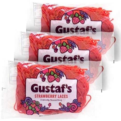 Gustaf のストロベリー レース、2 ポンド (3 個パック) Gustaf's Strawberry Laces, 2 lbs(Pack of 3)