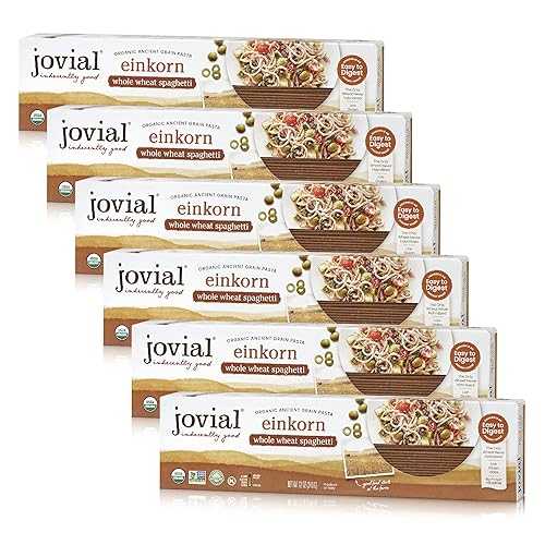 Jovial Einkorn 100% Organic Whole Grain Spaghetti - Einkorn Pasta, High Protein, Non-GMO, USDA Certified Organic, Lower Carb, Delicious Pasta Made in Italy - 12 Oz, 6 Pack