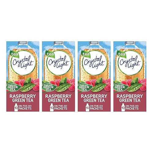 クリスタル ライト オン ザ ゴー ラズベリー グリーン ティー、10 パック ボックス (4 個パック) Crystal Light On The Go Raspberry Green Tea, 10-Packet Box (Pack of 4)
