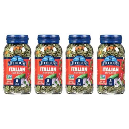 Litehouse Freeze Dried Italian Herb Blend - Substitute for Fresh Italian Seasonings, Italian Spices, Jar Equal to Blend of 8 Herbs, Organic, Italian Seasoning, Non-GMO, Gluten-Free - 0.49 Oz, 4-Pack