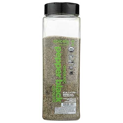 Spicely Organic Pepper Black Ground 14 Oz Certified Gluten Free (28 Mesh)