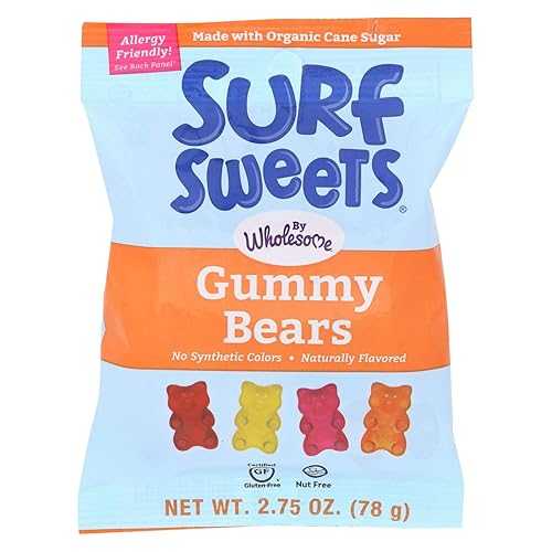 Surf Sweets Gummy Bears、ナッツフリー、グルテンフリー、乳製品フリー、2.75 オンス (12個入り) Surf Sweets Gummy Bears, Nut Free, Gluten Free, Dairy Free, 2.75 oz. (Pack of 12)