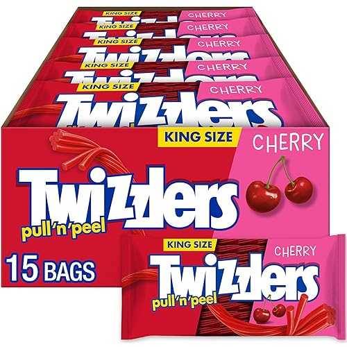 ???? ? ? ? ?? ? ???, ?? ?, 4.2 oz (15??) TWIZZLERS PULL 'N' PEEL Cherry Flavored King Size, Chewy Candy Packs, 4.2 oz (15 Count)