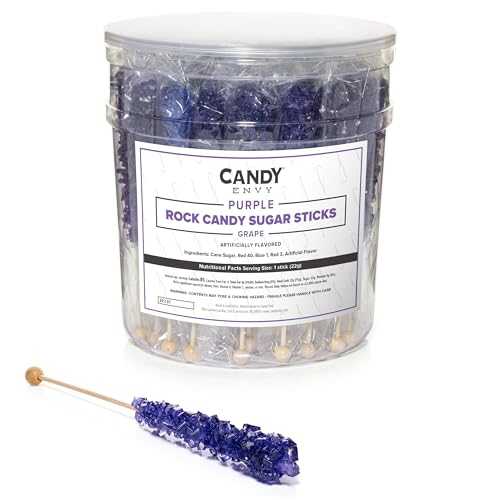 ?? ? ??, ?? (?? ?, 36??) Candy Envy Purple Rock Candy Sugar Sticks - Grape Flavored - 36 Individually Wrapped Purple Candy Treats