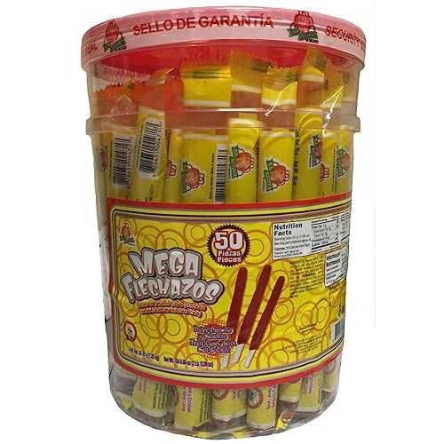 エル アステカ メガ フレチャソス ホット & ソルト タマリンド フレーバー キャンディー、50 個 El Azteca Mega Flechazos Hot & Salt Tamarind flavor candy, 50 count