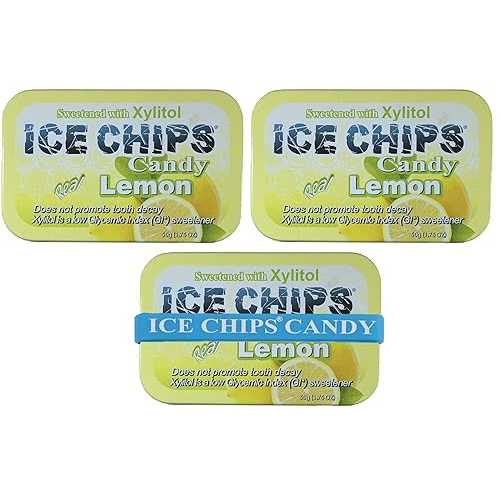 ??? ?? ???? ?? ? (??, 3? ?) - ??? ?? ?? ICE CHIPS Xylitol Candy Tins 5.28 oz total (Lemon, 3 Pack) - Includes BAND as shown