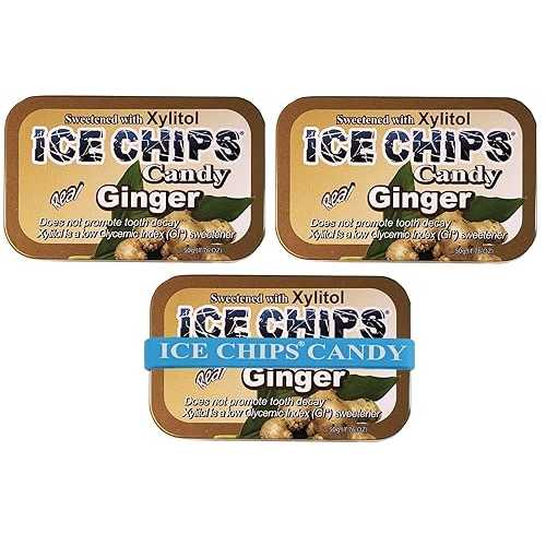 ??? ?? ???? ?? ? (??, 3? ?) - ??? ?? ?? ICE CHIPS Xylitol Candy Tins 5.28 oz total (Ginger, 3 Pack) - Includes BAND as shown