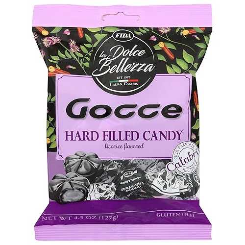 Fida ハードフィリングイタリアンキャンディー、4.5オンス (Gocce Licorice) FIDA La Dolce Bellezza Fida Hard Filled Italian Candy, 4.5 Ounce (Gocce Licorice)