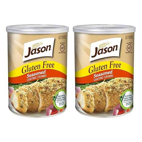 ??? ??? ?? ?? ?? 15?? (2? ?), ??? ??, ??? ?? ?? Jason Gluten Free Seasoned Crumbs, 15oz (2 Pack), Resealable Container, Great for Coating Chicken or Fish, Perfect GF Filler, Certified