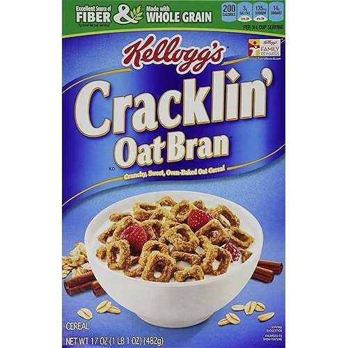 Kellogg's、クラックリン オーツ ブラン、17 オンス ボックス (4 個パック) Kellogg's, Cracklin' Oat Bran, 17oz Box (Pack of 4)