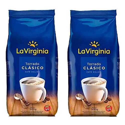 LA VIRGINIA Cafe Torrado Clasico Molido en Bolsa 500 gr. | ローストコーヒー 1.1ポンド - 2パック。 LA VIRGINIA Cafe Torrado Clasico Molido en Bolsa 500 gr. | Roasted Coffee 1.1 lb. - 2 PACK.