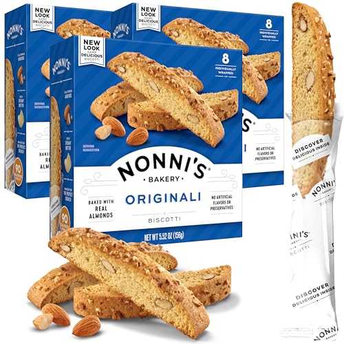 Nonni's Originali Almond Biscotti Italian Cookies - 3 Boxes Biscotti Individually Wrapped Cookies - Italian Biscotti Cookies Baked Fresh w/a Hint of Anise & California Almonds - Kosher - 5.52 oz