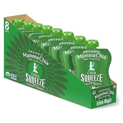 ?? ?? ??? ?? ??? ??, ?? ??, ?? ?? ??, USDA ???, ?GMO, ??, ??? ??, ??. ??? ??, 70????, 99g (16? ?) Mamma Chia Mammachia Chia Squeeze Green Magic Vitality Snack, Ve