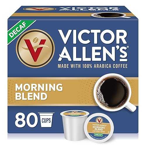 Victor Allen\'s コーヒー デカフェ モーニング ブレンド、ライト ロースト、80 カウント、キューリグ K カップ ブルワー用シングルサーブ コーヒー ポッド Victor Allen\'s Coffee Decaf Morning Blend, Light Roast, 80 Count, Single Serve C