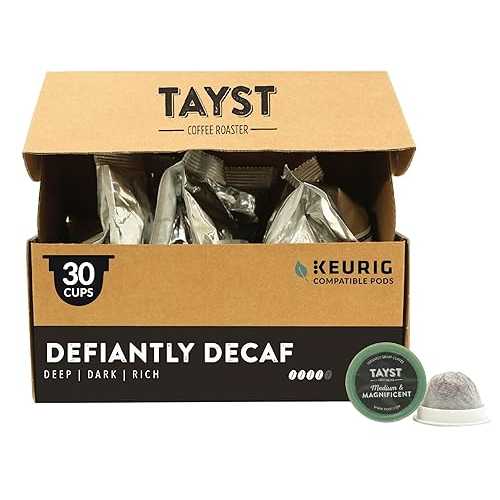 Tayst Coffee Roaster Tayst Coffee Pods, Defiantly Decaf Dark Roast, K Cups Compatible with Keurig Coffee Maker, Sustainable Single Serve, Pack of 30