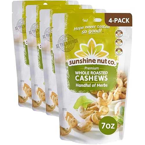 ??? ?? ??? '? ? ??' ???, ?? ???, ??? ??, GMO ???, 198g, 4? ? Sunshine Nut Company Whole Roasted Lightly Salted Cashews, Handful of Herbs Flavor, 4 Pack, 7 oz. Each, Gluten Free,