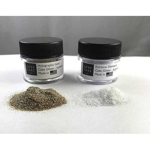 ラグジュアリー ケーキ グリッター、12 グラム、米国製 (レインボー & ホログラフィック ゴールド (2 パック)) Luxury Cake Glitter, 12 grams, USA Made (Rainbow & Holographic Gold (2 pack))