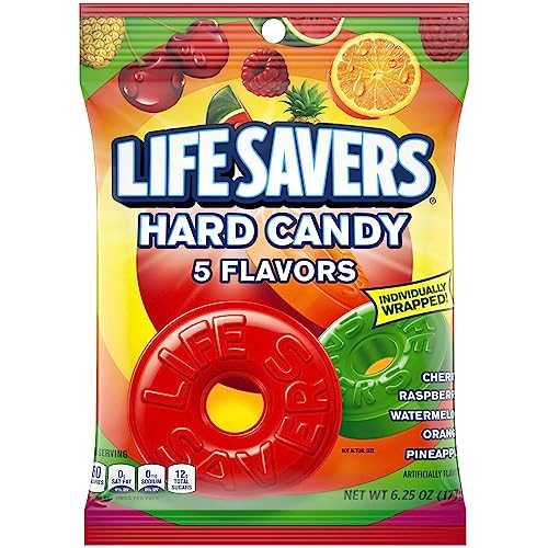 ??? ???? 5?? ? ?? ?? ??, 177g (12? ?) LIFE SAVERS 5 Flavors Hard Candy Bag, Hard Candy for Goodie Bags, Road Trips, Treats, 6.25 oz (Pack of 12)