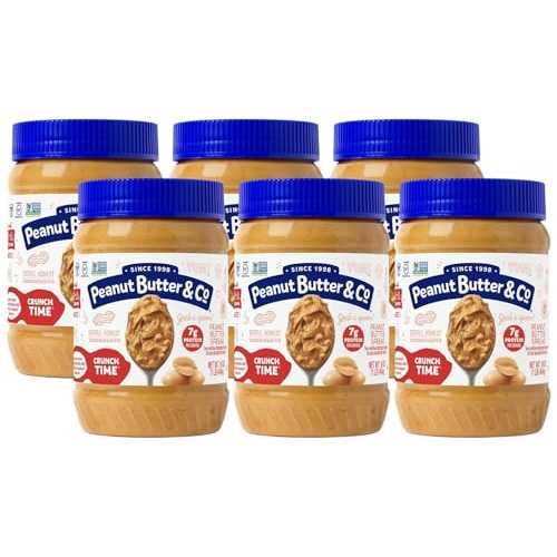 Peanut Butter & Co. Crunch Time Peanut Butter, Non-GMO Project Verified, Gluten Free, Vegan, 16 Ounce (Pack of 6)