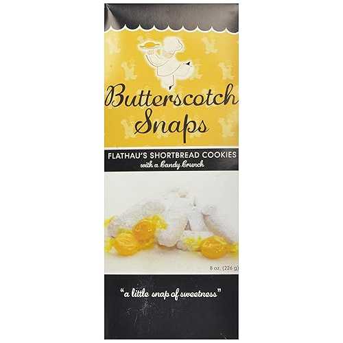 Flathau's Fine Foods Butterscotch Snaps, Powdered Shortbread Cookies, Gourmet Snack, 8-Ounce Boxes (Pack of 6)