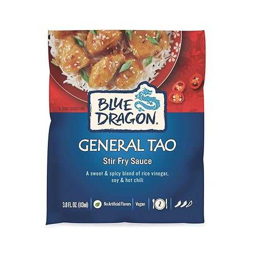 Blue Dragon Stir Fry Sauce, General Tao, Authentic sweet and spicy blend of rice vinegar, soy and hot chili, No artificial flavors, Vegan Friendly, 3.8 oz (Pack of 12) Blue Dragon Stir Fry Sauce, General Tao,画像