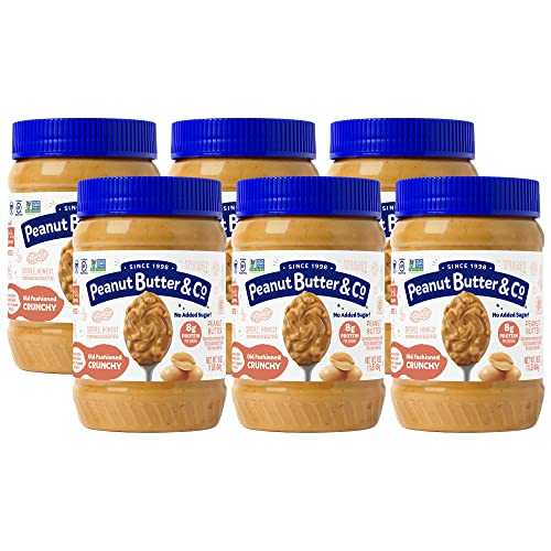 Peanut Butter & Co. Old Fashioned Crunchy Peanut Butter, Non-GMO Project Verified, No Sugar Added, Gluten Free, Vegan, 16 Ounce (Pack of 6)
