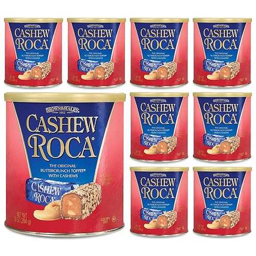 10 oz ?? ?? ? - 9? ??? Almond Roca Case of 9 Canisters - 10oz Individually Wrapped Chocolate Candy Cashew - The Original Buttercrunch Toffee with Cashews - Gluten Free, Kosher, Chocolate
