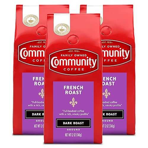 Community Coffee French Roast Dark Roast Ground 12 oz 3 ct Gable Top 12 Ounce (Pack of 3)
