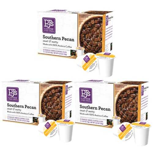 PJ\'s Coffee of New Orleans PJ\'s Coffee Southern Pecan Single Serve Cups - 3 Pack, 12 Count - Bold Nutty Flavor