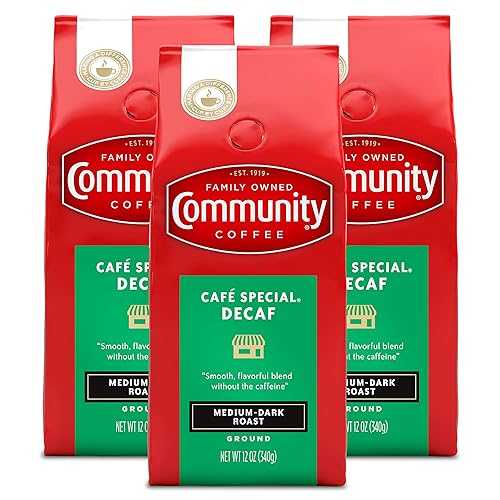 Community Coffee Caf・・ スペシャル デカフェ 36 オンス、ミディアム ダークロースト グラウンド コーヒー、12 オンス バッグ (3 個パック) Community Coffee Caf・・ Special Decaf 36 Ounces, Medium Dark Roast Ground Coffee, 12 Ounce Ba