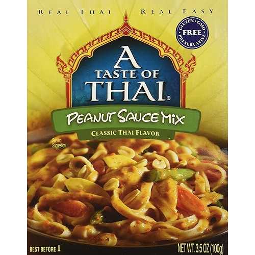 ? ???? ?? ?? ?? ?? ??, 3.5 ?? ??, 6? A Taste of Thai Peanut Sauce Mix Packets | Authentic Thai-Style Sauce with Ground Peanuts & Traditional Spices | Ready in Minutes | No Artificial Flavors