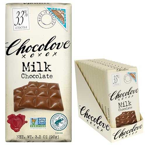 Chocolove Creamy Milk Chocolate Bars | 33% Cocoa | Crafted with Silky Belgian Chocolate | Non-GMO, & Gluten-Free, 3.2 oz Bar (12 Pack)