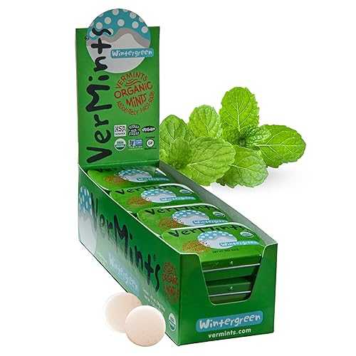 ??? ?? ???? - 12? (0.63??) VerMints Organic Breath Mints Wintergreen - Real Long-Lasting Refreshment, Travel Size Tin - Non-GMO, Vegan, Nut Free, Gluten Free & Kosher Organic Candy Mints- .63oz/18g Tins