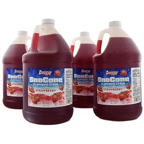 ??? ?? ??? ? ??, 3.78L, 4? ? Snappy Strawberry Sno Cone Syrup, 4-1 Gallon (128 ounces) Size, 4 Pack, Ready to Use For Snow Cone Machines, Flavored Syrup for Shaved Ice, 14 Snow Cone Flavor Options