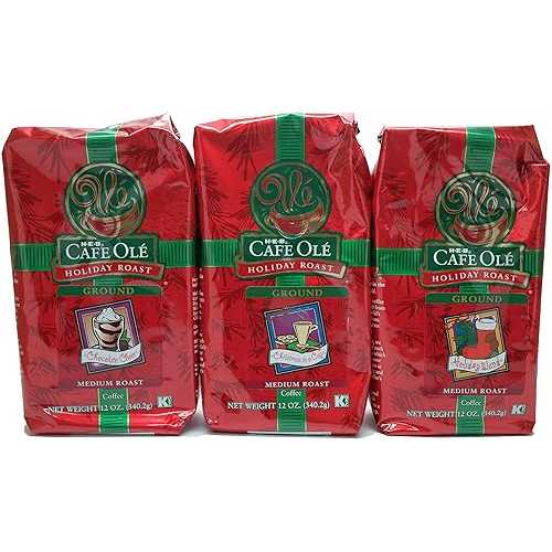 HEB カフェ オーレ グラウンド コーヒー 12オンス バッグ (3 個パック) (ホリデー ブレンド - ミディアム ロースト) HEB Cafe Ole Ground Coffee 12oz Bag (Pack of 3) (Holiday Blend - Medium Roast)