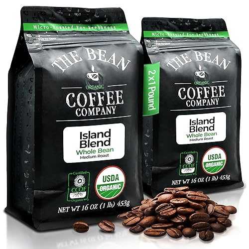? ? ??? ?? ??? ???? ???, ??? ???, ?? ??, 16?? ? (2? ??) The Bean Coffee Company The Bean Organic Coffee Company Island Blend, Medium Roast, Whole Bean Coffee, 16-Ounce Bags (Pack