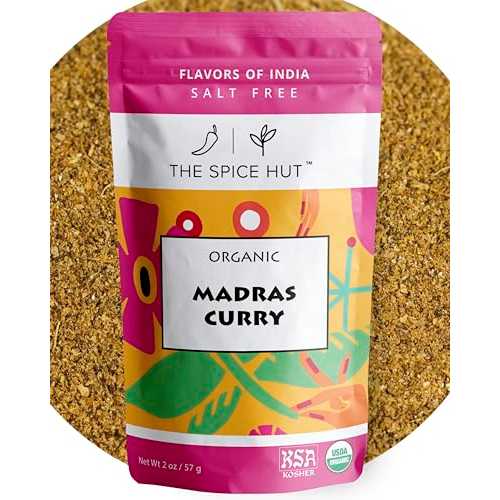 Spice Hut - Madras Curry Powder, Organic, Salt-Free, Madras Masala Indian Seasoning for Cooking Spicy South Asian Food / Yellow Indian Curry Desi Spice Blend / All-Natural, Kosher, Vegan, Gluten Free, Keto -No MSG-画像