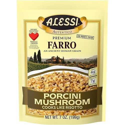 Alessi Autentico, Premium Seasoned Roman Grain Farro, Cooks Like Risotto, Heart Healthy, Easy to Prepare, 7oz (Porcini Mushroom, Pack of 6) Alessi Autentico, Premium Seasoned Roman Grain Farro, Cooks Like Risotto,画像
